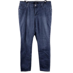 Roz & Ali Blue Medium Wash Five Pocket Zipper Front Mid Rise Straight Leg Jean